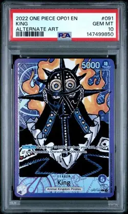 ONE PIECE KING OP01-ROMANCE DAWN #091 ALTERNATE ART PSA 10 - Image 1