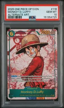 ONE PIECE MONKEY D. LUFFY OP13-CARRYING ON HIS WILL #11 ALTERNATE ART PSA 10 - Image 1
