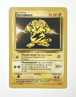 Electabuzz Base Set Rare 20/102 - Wotc Pokemon Card MP/HP Mod-heavy Play - Image 1