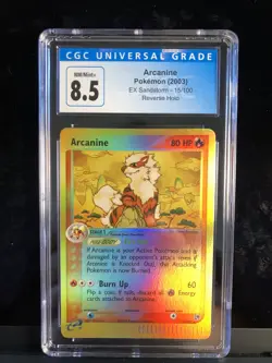 Arcanine Reverse Holo 15/100 EX Sandstorm CGC 8.5 Rare Pokemon Card - Image 1