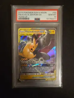 Pokemon TCG Pikachu & Zekrom GX Team Up Holo 33/181 PSA 10 - Image 1
