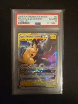 Pokemon TCG Pikachu & Zekrom GX Team Up Holo 33/181 PSA 10 - Image 2