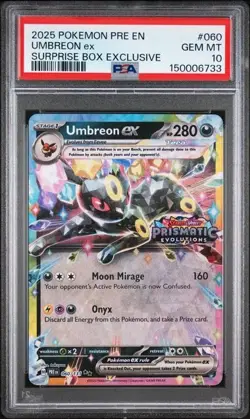 2025 Pokemon Umbreon Ex Surprise Box 060/131 Prismatic Evolutions Stamp - PSA 10 - Image 1