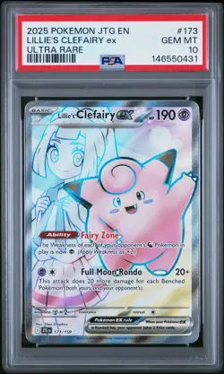 Pokemon Journey Together Lillie's Clefairy ex Full Art 173/159 PSA 10 GEM MT - Image 1