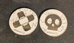 Pokemon TCG Metal Status Coin Poison Skull Gold White Metal 1-Coin Burn Markers - Image 1