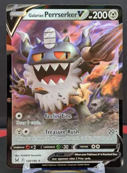 Pokemon Galarian Perrserker V #129/196 English Lost Origin Holo Rare - Image 1