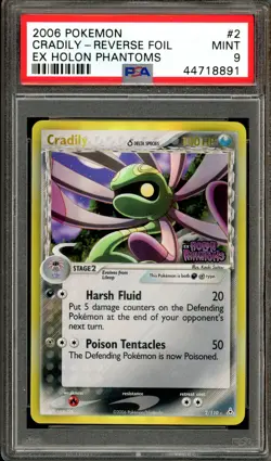 POKEMON EX HOLON PHANTOMS CRADILY STAMPED REVERSE HOLO FOIL 2/110 PSA 9 MINT - Image 1