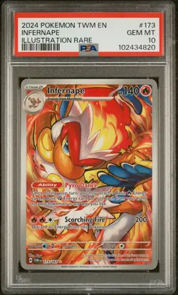 2024 POKEMON TWM EN-TWILIGHT MASQUERADE ILLUSTRATION RARE #173 INFERNAPE PSA 10 - Image 1