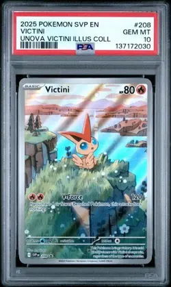 2025 POKEMON SV BLACK STAR PROMO #208 VICTINI UNOVA VICTINI ILLUS COLL PSA 10 - Image 1