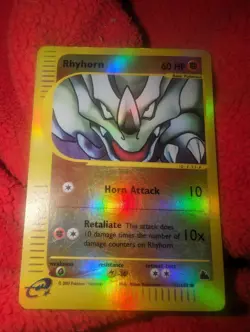 2003 POKEMON SKYRIDGE 91 RHYHORN-REVERSE FOIL PSA 8 - Image 1