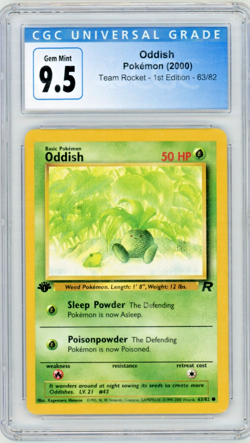 2000 Pokemon Team Rocket Oddish 63/82 1st Edition CGC 9.5 - Image 1