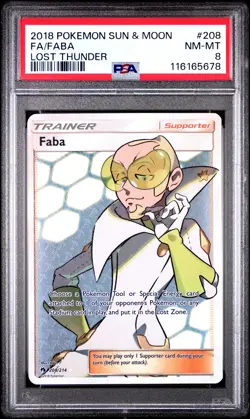 2018 POKEMON SUN & MOON LOST THUNDER #208 FULL ART/FABA PSA 8 - Image 1