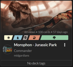 Morophon the Boundless / Jurassic Park 100 PROXY Card Commander Deck - Sleeved - Image 1