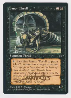 Gold Signed Armor Thrull LP Fallen Empires Artist Jeff A. Menges 1994 MTG Magic! - Image 1