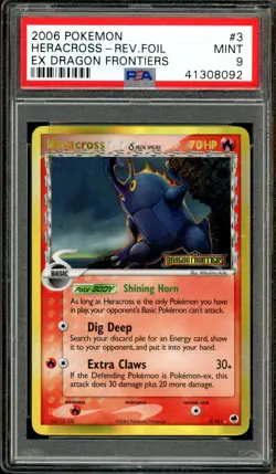 POKEMON EX DRAGON FRONTIERS HERACROSS STAMPED REVERSE HOLO FOIL 3/101 PSA 9 MINT - Image 1