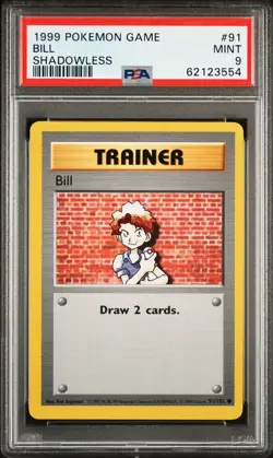1999 POKEMON GAME SHADOWLESS #91 BILL PSA 9 - Image 1