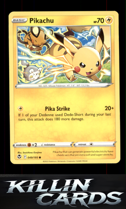 Pikachu 049/195 Pokemon Common SWSH12: Silver Tempest Card NM - Image 1