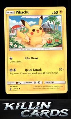 Pikachu 30/111 Pokemon Common SM - Crimson Invasion Card NM - Image 1
