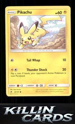 Pikachu 40/147 Pokemon Common SM - Burning Shadows Card NM - Image 1