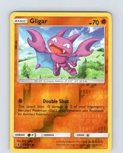 Pokemon TCG Gligar S&M Guardians Rising 67/145 Reverse Holo Common Card NM - Image 1