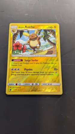 Pokemon TCG Alolan Raichu 31/111 Sm-Crimson Invasion Reverse Holo 31/111 - Image 1