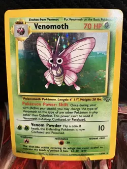 Venomoth 13/64 Jungle Holo Rare WOTC 1999 Pokemon Card MP - Image 1