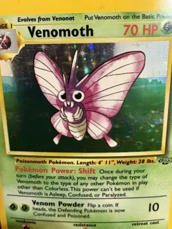 Venomoth 13/64 Jungle Holo Rare WOTC 1999 Pokemon Card MP - Image 2