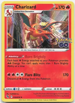 Charizard Holo Rare Pokemon GO PGO Fire Holo 010/078 2022 NM - Image 1