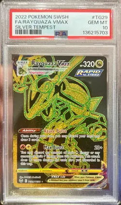2022 Pokemon SWSH Silver Tempest FA Rayquaza Vmax Trainer Gallery TG29 PSA 10 - Image 1