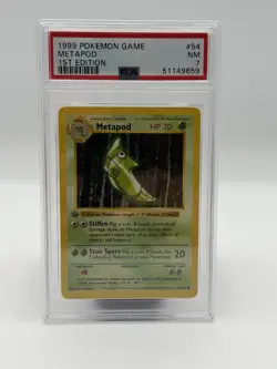 Pokemon TCG Metapod Base Set Shadowless 1st Edition PSA 7 54/102 English - Image 1