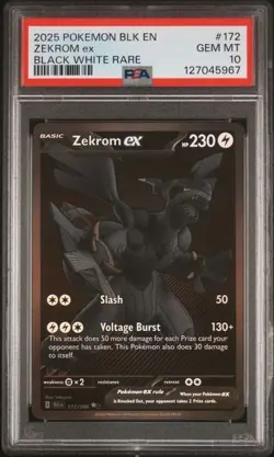 2025 POKEMON BLK EN-BLACK BOLT BLACK WHITE RARE #172 ZEKROM EX PSA 10 Graded - Image 1