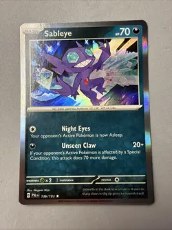 Pokemon TCG * SV Paldea Evolved * 136/193 Sableye HOLO RARE * NM - Image 1