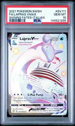 2021 POKEMON SHINING FATES #SV111 FULL ART/LAPRAS VMAX PSA 10 ERROR ENGLISH - Image 1