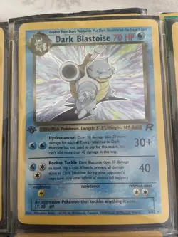 1st Edition Dark Blastoise 3/82 Team Rocket Holo Rare Pokemon Card TCG Swirl MP - Image 1