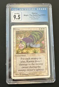 CGC 10 (blue label 9.5 gem mint) Karma Unlimited MTG Vintage 1993 Card - Image 1