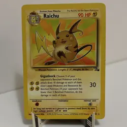 Pokemon Raichu 29/62 Fossil 90 HP Rare Regular Unlimited Card 1999 English - Image 1