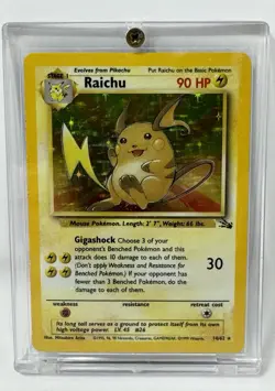 1999 Pokemon RAICHU 14/62 HOLO RARE CARD Fossil WOTC Wizard NM Sealed Case VTG - Image 2