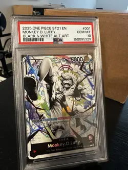 One Piece TCG: PSA 10 Monkey D Luffy GEAR 5 ST21 EX Leader Card Alternate Art! - Image 1