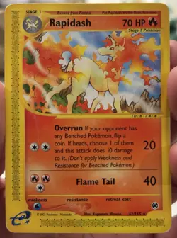 Pokemon Rapidash 062/165 Expedition Base Set Rare Regular 70HP English 2002 Card - Image 1