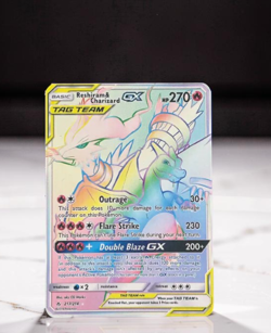 Rainbow Reshiram & Charizard GX Gold Metal Card Stainless Steel Gift/Display - Image 1