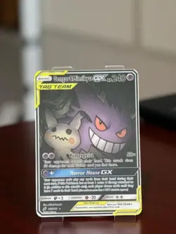 Gengar & Mimikyu GX Gold Metal Card | Pokemon Rare Collectible/Gift/Display - Image 1