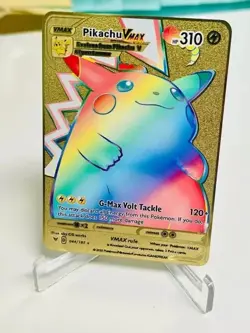 Pikachu VMAX Rainbow Gold Pokemon Card Collectible/Gift/Display - Image 1