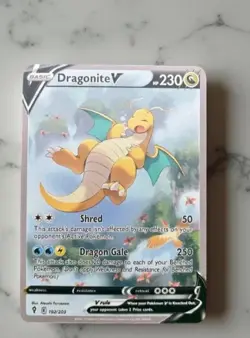 Dragonite V Gold Metal Pokemon Card Collectible Gift/Display Stainless Steel - Image 1