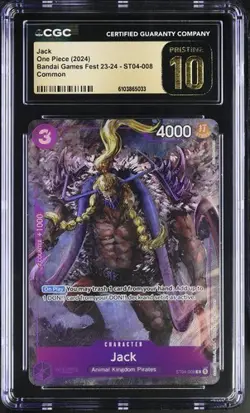 ✨✨ CGC 10 PRISTINE One Piece Jack Kaido BANDAI CARD GAMES Fest 23-24 - Image 1