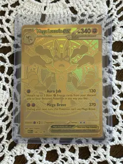 Pack Fresh - Mega Lucario ex 188/132 Gold Hyper Rare Pokemon Card English - NM+ - Image 1
