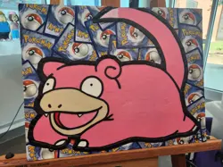 Slowpoke Pokemon Trading Card Collage Artwork (11x14) - Image 1