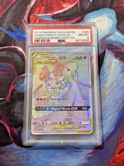 Pokemon TCG (2019) Unbroken Bonds FA Gardevoir & Sylveon GX 225/214 PSA 8 - Image 1