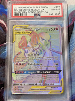 Pokemon TCG (2019) Unbroken Bonds FA Gardevoir & Sylveon GX 225/214 PSA 8 - Image 2
