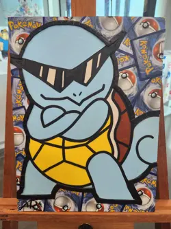 Squirtle Pokemon Trading Card Collage Artwork (9x12) - Image 1