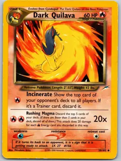 DARK QUILAVA POKEMON NEO DESTINY 39/105 UNCOMMON MP UNLIMITED - Image 2